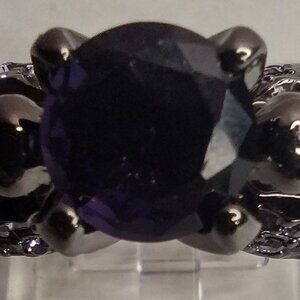 Deep Purple Faux Zircon Stone Gothic Skull Fashion Ring Size 8